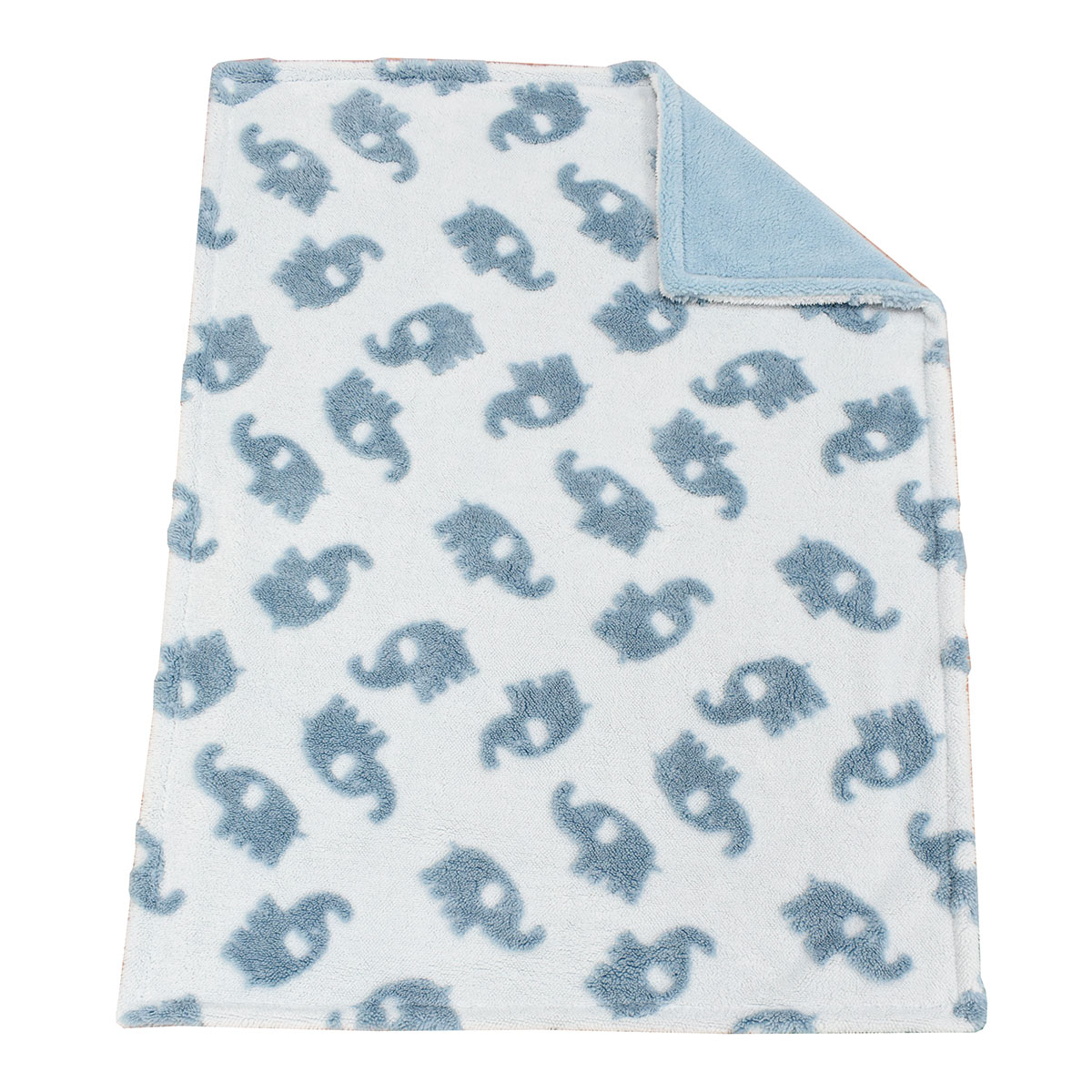 Κουβέρτα Fleece Αγκαλιάς με Γουνάκι (75X100) Dimcol Elephant 08 Sky Blue Home Βρεφικά Προίκα Μωρού Κουβέρτες Βρεφικές Spitishop