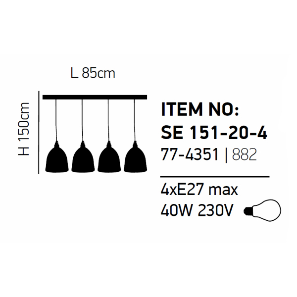 Φωτιστικό Οροφής Πολύφωτο Homelighting Zola 77-4351 Black