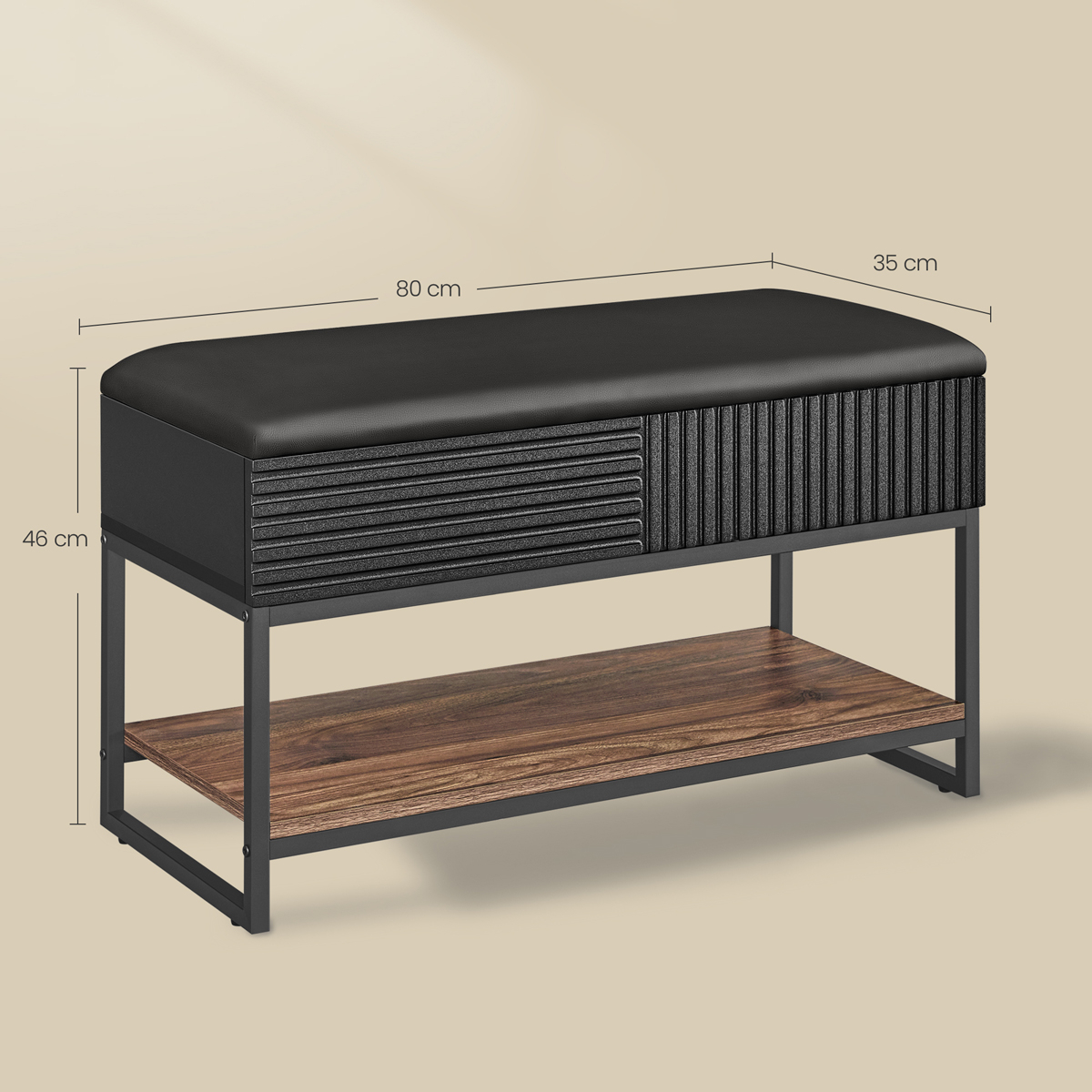 Παγκάκι Εισόδου Με Αποθηκευτικό Χώρο & Ράφι (80x35x46) Vasagle LSB822B43 φωτογραφία