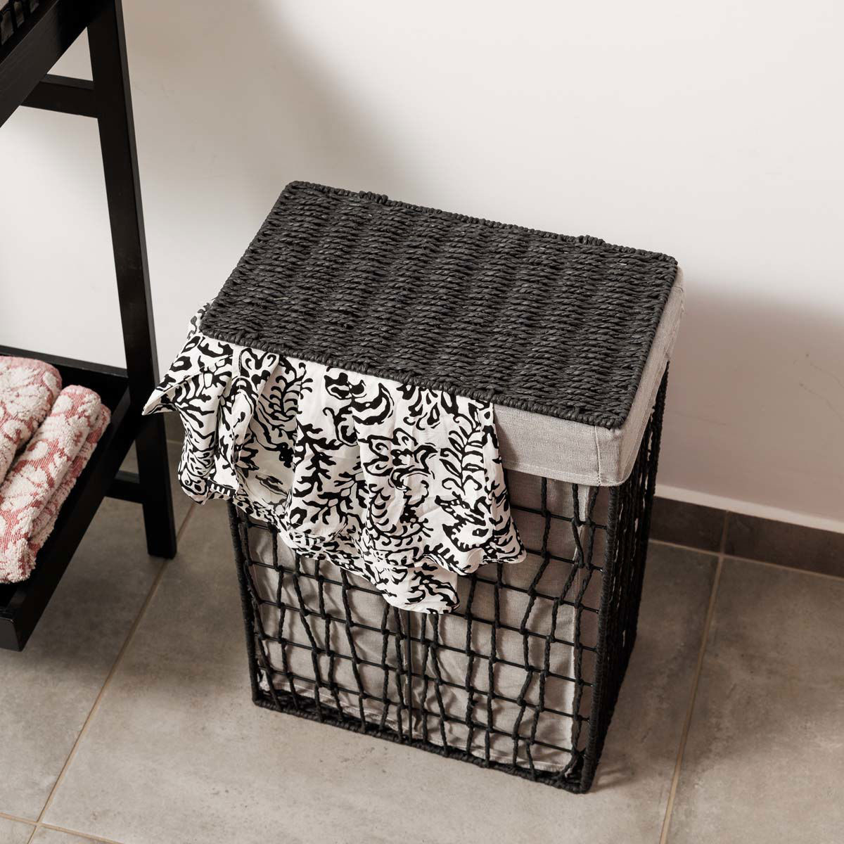 Καλάθι Απλύτων 2 Θέσεων (37X22X55) Estia Nest Μαύρο 02-28077 Home Μπάνιο Καλάθια Spitishop