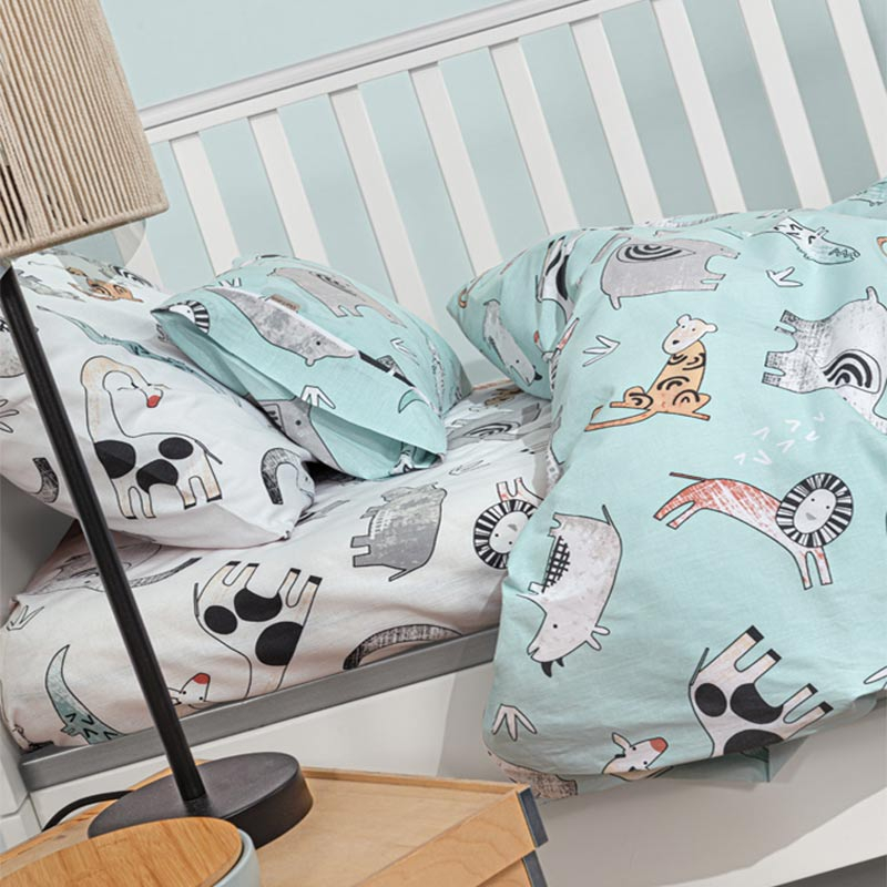 Σεντόνια Κούνιας (Σετ) Guy Laroche Zootopia Aqua Grey Home Βρεφικά Προίκα Μωρού Spitishop