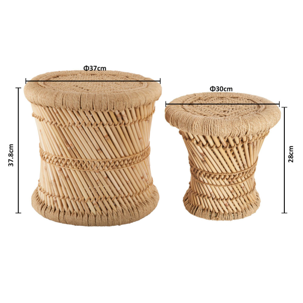 Βοηθητικά Τραπεζάκια (Σετ 2τμχ) A-S Corde Natural 156861A