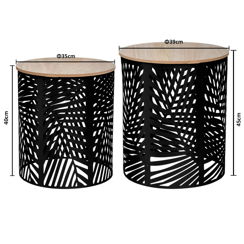 Βοηθητικά Τραπεζάκια (Σετ 2Τμχ) A-S Leaf Black 157205A Home Έπιπλα Σαλονιού & Spitishop