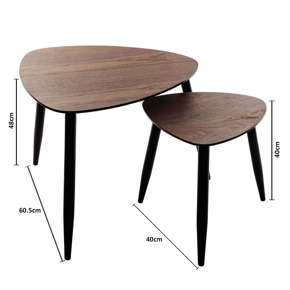 Τραπέζια Σαλονιού (Σετ 2Τμχ) A-S Mileo Walnut 166640 Home Έπιπλα Τραπεζάκια Spitishop