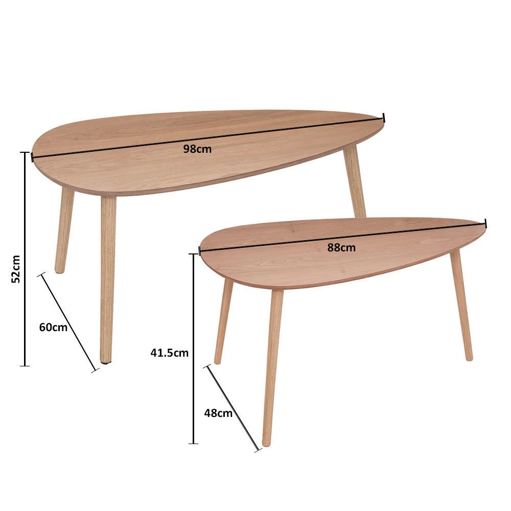 Τραπέζια Σαλονιού (Σετ 2Τμχ) A-S Mileo Natural 185717 Home Έπιπλα Τραπεζάκια & Βοηθητικά Spitishop