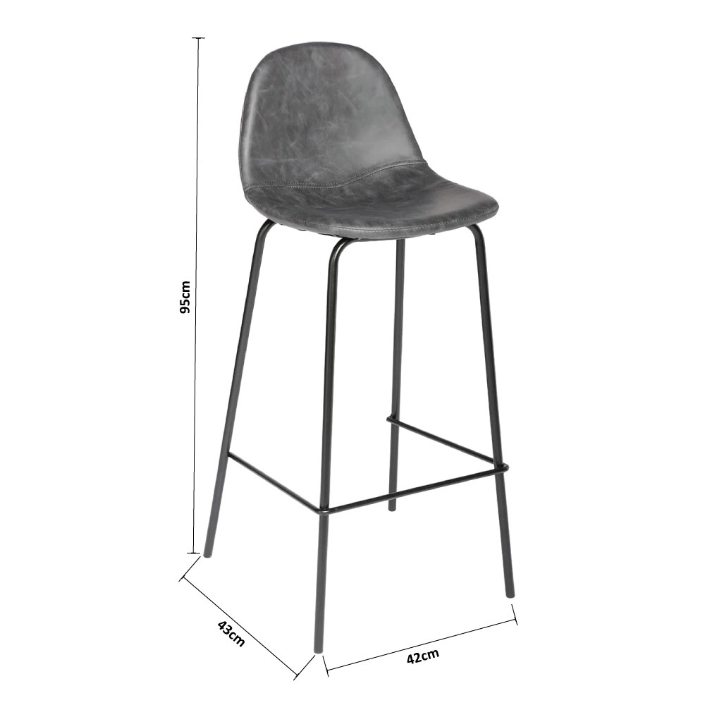 Σκαμπό Μπαρ με Πλάτη (42X43X95) A-S Vladi Gris 131341B Home Έπιπλα Spitishop
