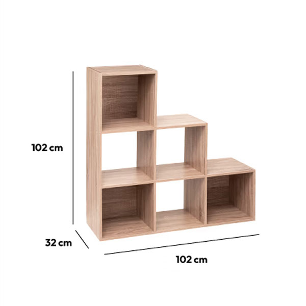 Βιβλιοθήκη Δαπέδου 6 Θέσεων (102X32X102) F-V Mix N&Apos Modul Oak 181394 Home Έπιπλα Βιβλιοθήκες - Ραφιέρες Spitishop