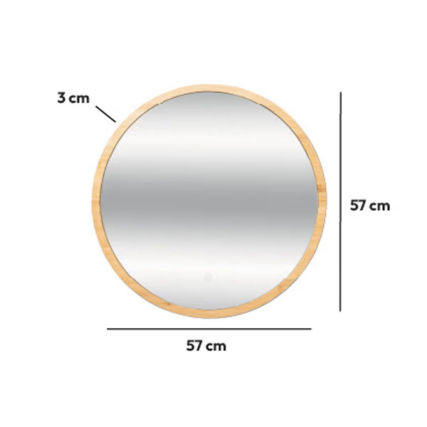 Καθρέφτης Τοίχου με Led (Φ57) F-V Round Bamboo 174661 Home Διακόσμηση Καθρέφτες Spitishop