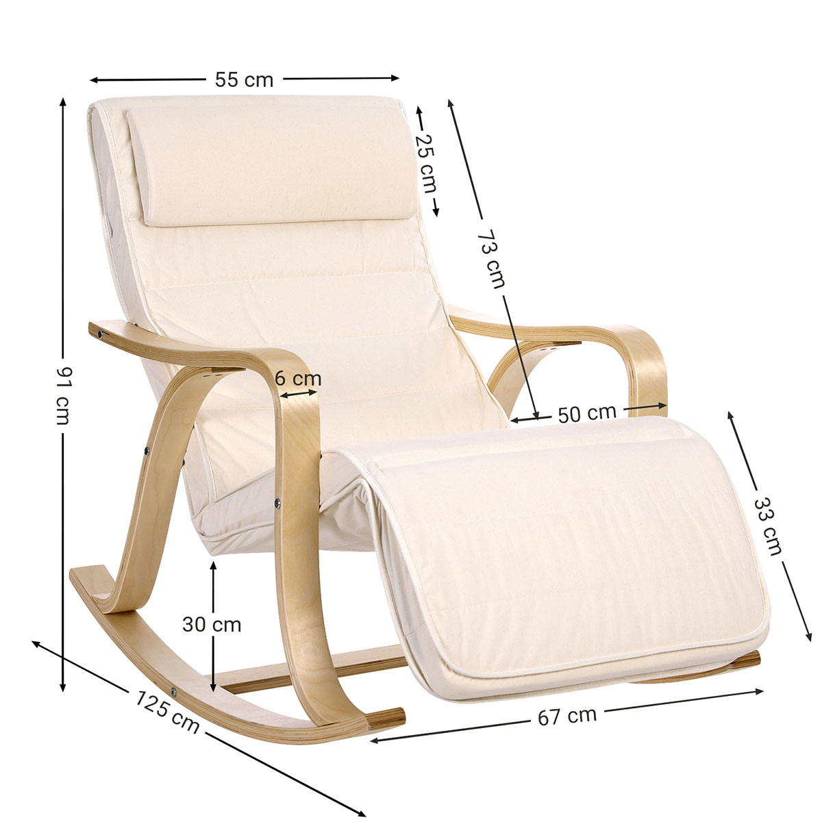 Κουνιστή Πολυθρόνα Relax (67X125X91) Songmics Lyy41M Home Έπιπλα Σαλονιού Πολυθρόνες Spitishop