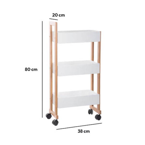 Τρόλεϊ Ραφιέρα 3 Θέσεων (41X20X80) F-V Natureo White 140853 Home Οργάνωση & Αποθήκευση Οργάνωσης Spitishop