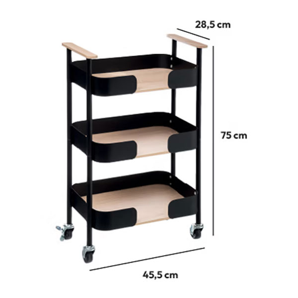 Τρόλεϊ/Ραφιέρα 3 Θέσεων (45.5x28.5x75) F-V Blackwood 167789