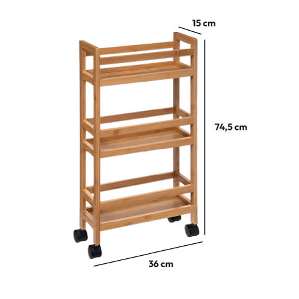 Τρόλεϊ Ραφιέρα 3 Θέσεων (36X15X74 5) F-V Bamboo 174521 Home Οργάνωση & Αποθήκευση Οργάνωσης Spitishop