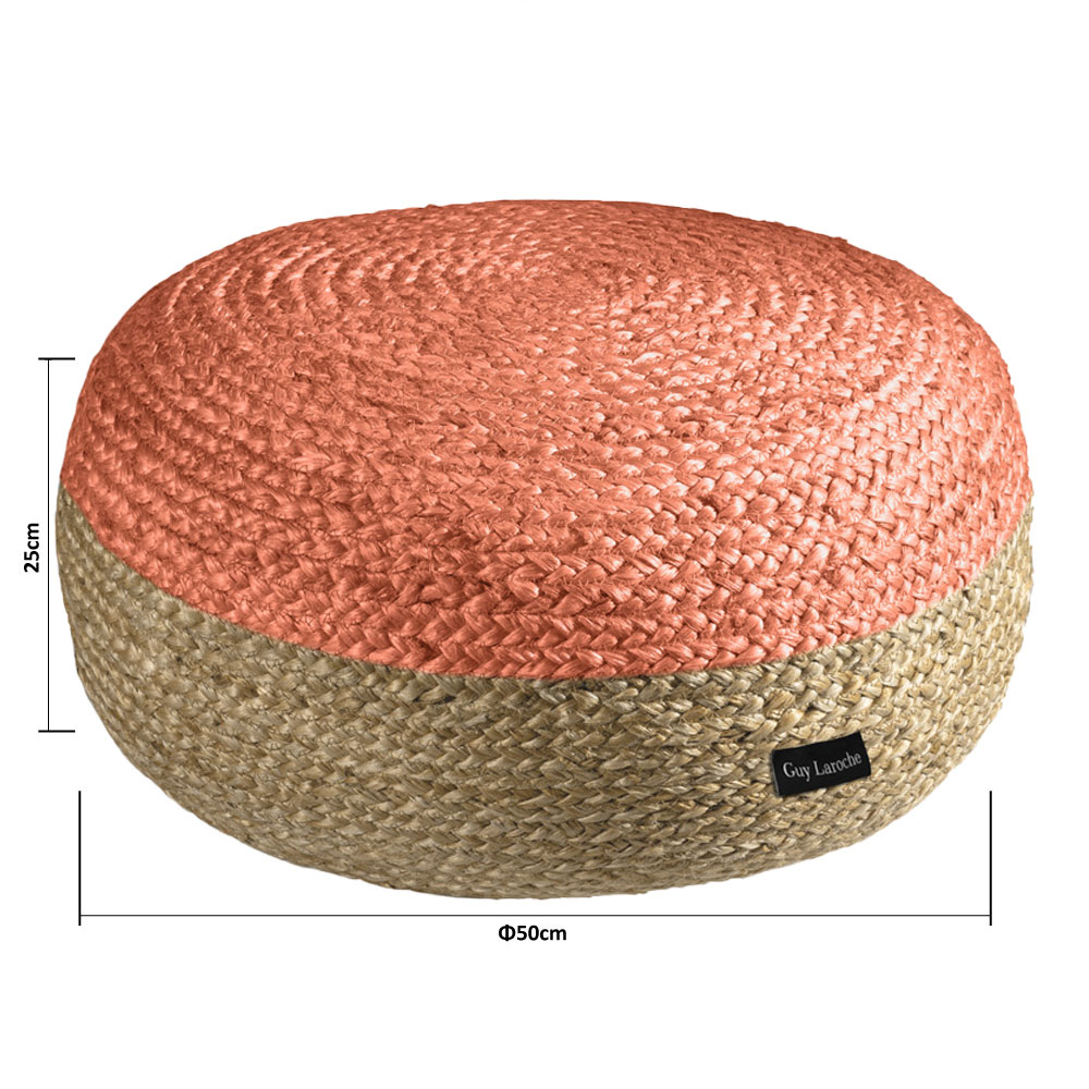 Πουφ (Φ50X25) Guy Laroche Ottoman Double Coral Home Έπιπλα Σαλονιού Spitishop