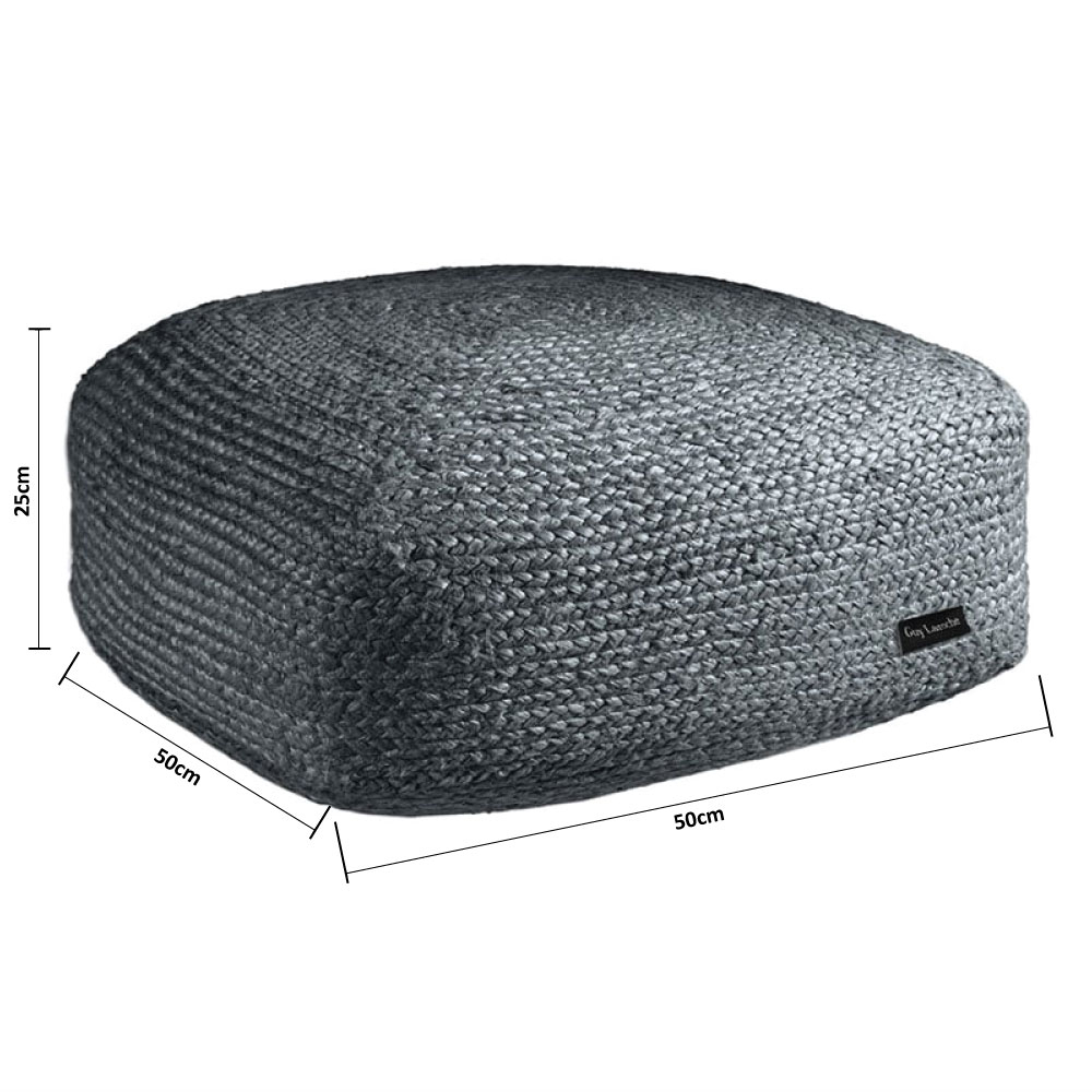 Πουφ (50X50X25) Guy Laroche Boho Anthracite Home Έπιπλα Σαλονιού Spitishop