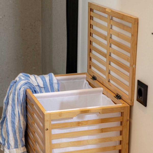 Καλάθι Απλύτων 2 Θέσεων (53x35x71) Estia Bamboo Essentials 02-23775