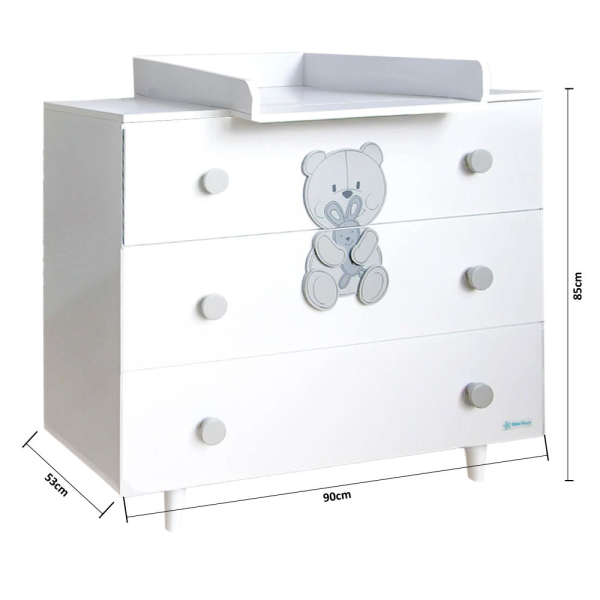 Αλλαξιέρα Μωρού - Συρταριέρα (90x53x85) Bebe Stars Polar White 451-12