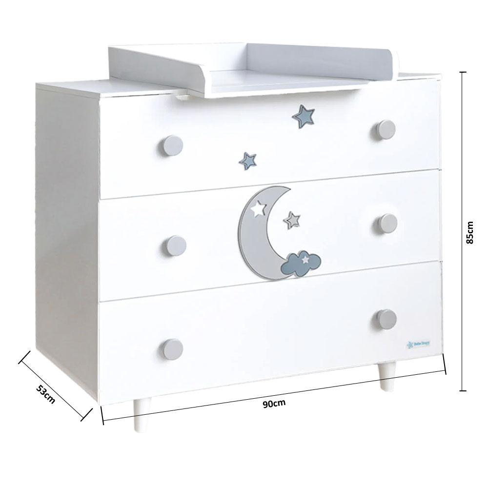 Αλλαξιέρα Μωρού - Συρταριέρα (90X53X85) Bebe Stars Azure White 450-12 Home Παιδικά Βρεφικά & Έπιπλα Βρεφικές Αλλαξιέρες Συρταριέρες Ντουλάπες 