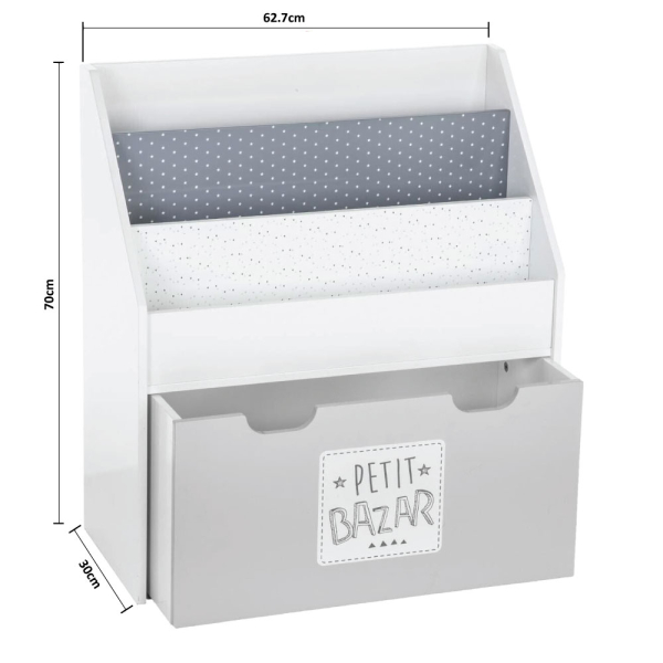 Παιδική Βιβλιοθήκη Με Συρτάρι (62.7x30x70) A-S Grey 127221B