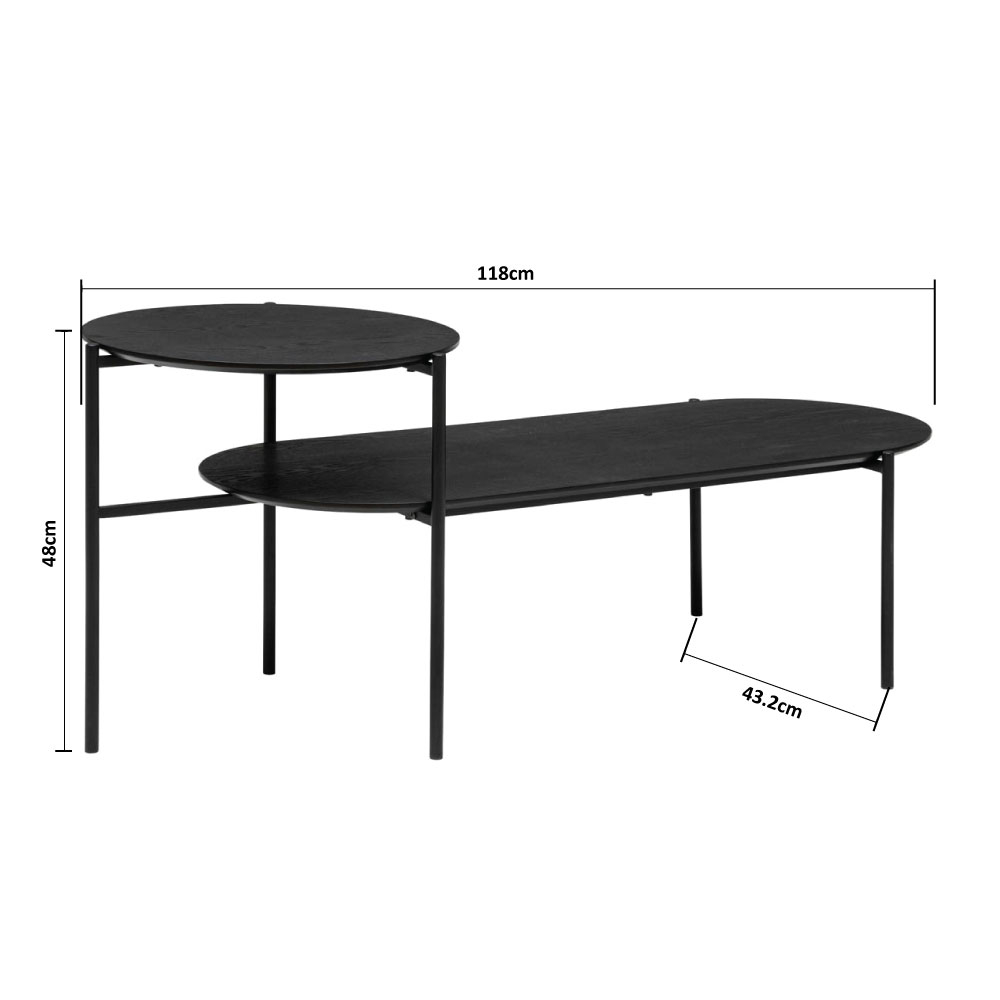 Τραπέζι Σαλονιού (118X43 2X48) A-S Kemi Black 197757B Home Έπιπλα Τραπεζάκια Spitishop