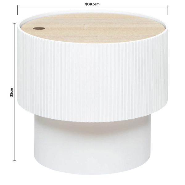 Βοηθητικό Τραπεζάκι Με Αποθηκευτικό Χώρο (Φ38.5x35) A-S Enola White 197740C