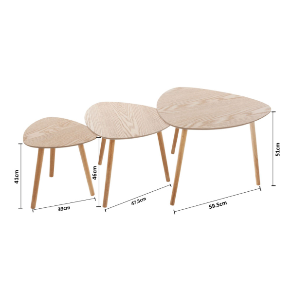 Βοηθητικά Τραπεζάκια (Σετ 3τμχ) A-S Mileo Natural 156962