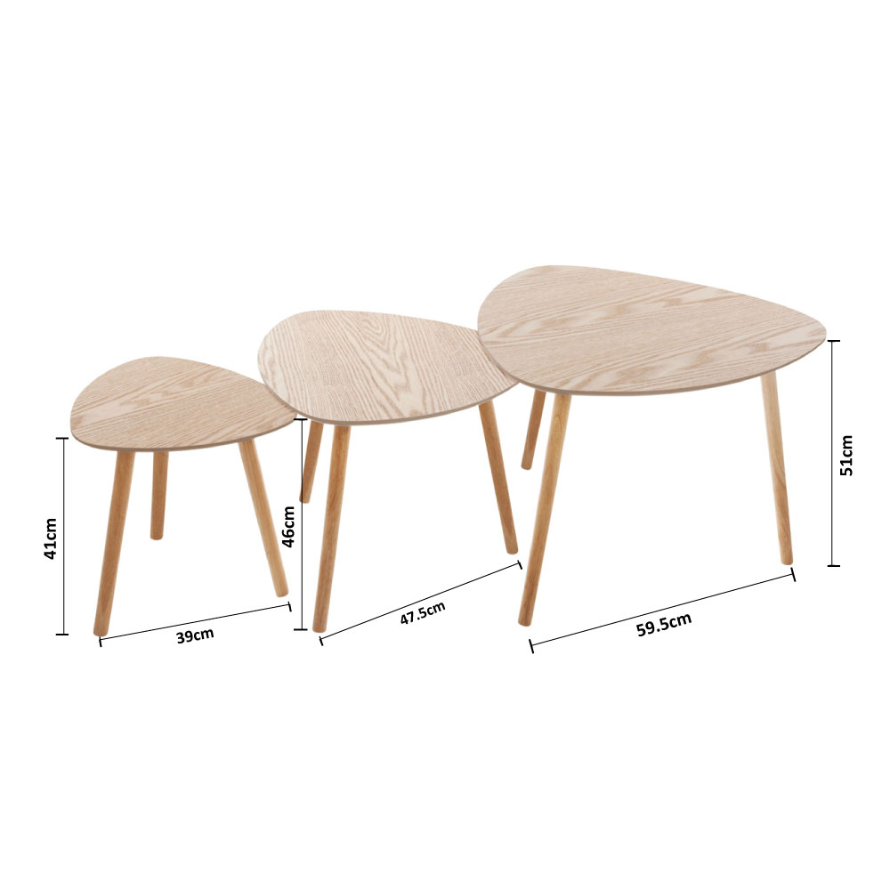 Βοηθητικά Τραπεζάκια (Σετ 3Τμχ) A-S Mileo Natural 156962 Home Έπιπλα Σαλονιού & Spitishop