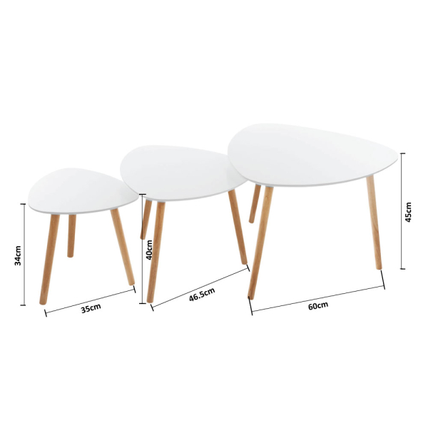 Βοηθητικά Τραπεζάκια (Σετ 3τμχ) A-S Mileo White 157052A