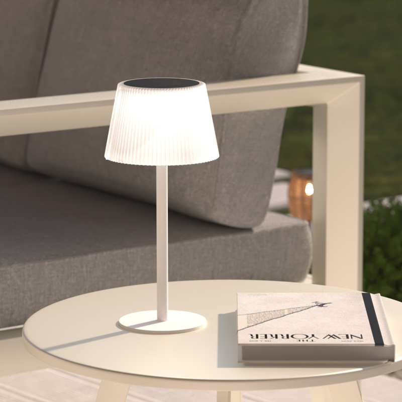 Επιτραπέζιο Ηλιακό Φωτιστικό Επαναφορτιζόμενο (Φ13x30) A-S Katy White 205935