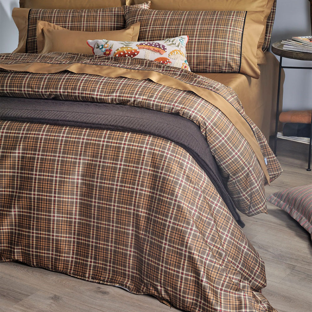 Down Town Σεντόνια King Size (Σετ) Down Town 848 Gold Carreaux ΜΕ ΛΑΣΤΙΧΟ 180x200+35 ΜΕ ΛΑΣΤΙΧΟ 180x200+35