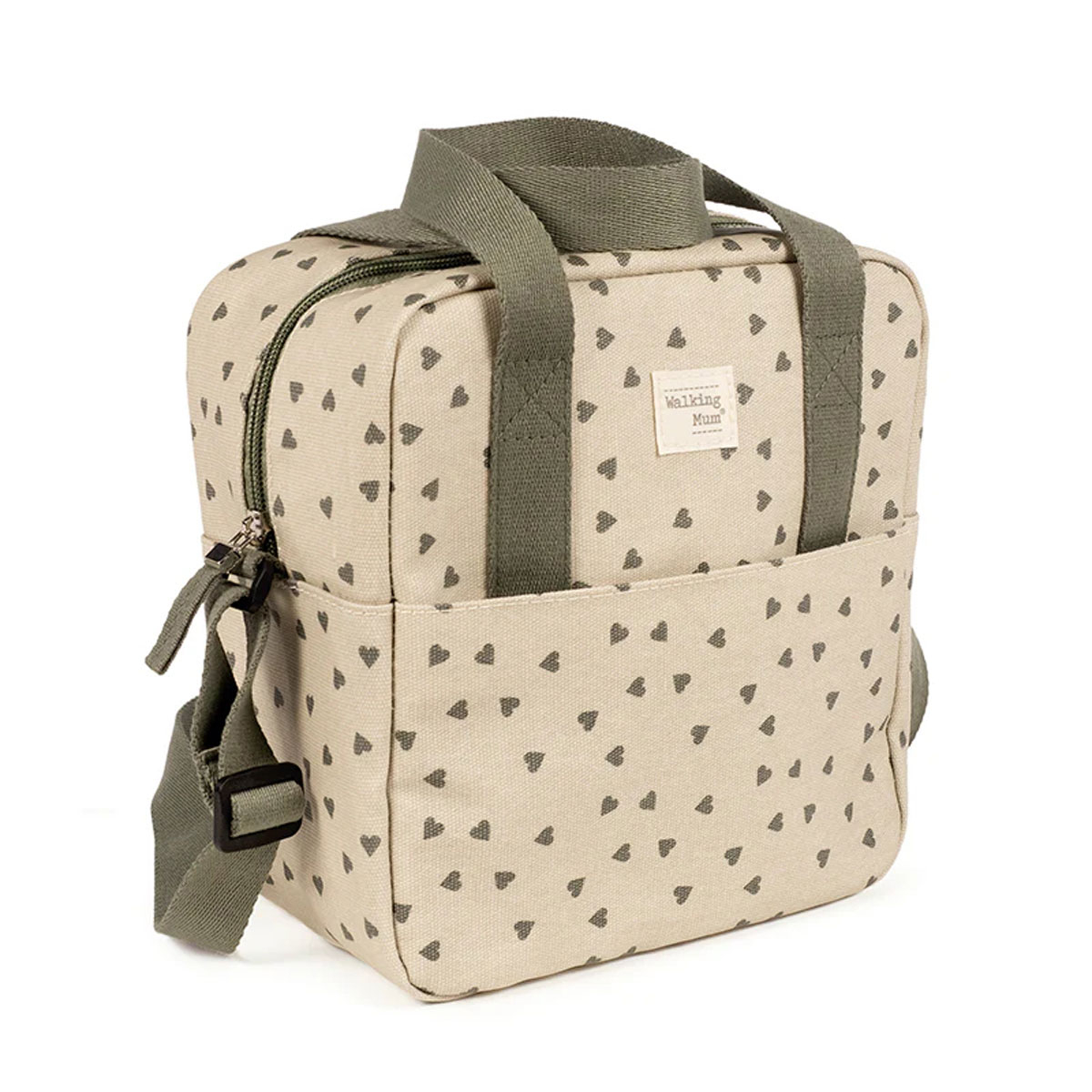 Ισοθερμική Τσάντα Φαγητού (20X12X22) Walking Mum Poppy Olive Hearts Home Παιδικά Παιδικές Τσάντες Spitishop