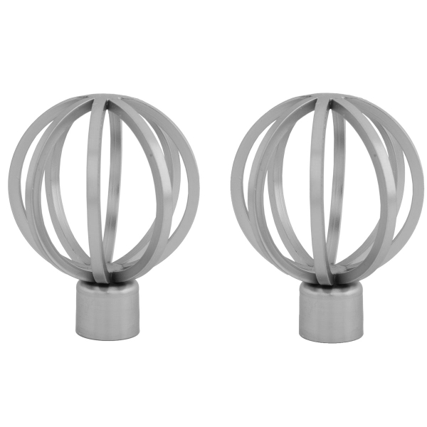 Διακοσμητικά Άκρα Κουρτινόξυλου (Σετ 2τμχ) Grace Happiness Chrome Brushed 619075