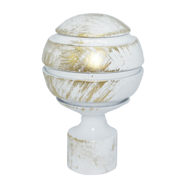 Διακοσμητικά Άκρα Κουρτινόξυλου (Σετ 2τμχ) Grace Glaze White-Gold 619173