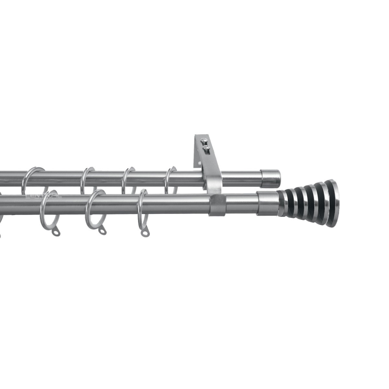 Κουρτινόξυλο Διπλό Επεκτεινόμενο 160-300cm Με Άκρα Grace Chrome Brushed 450305