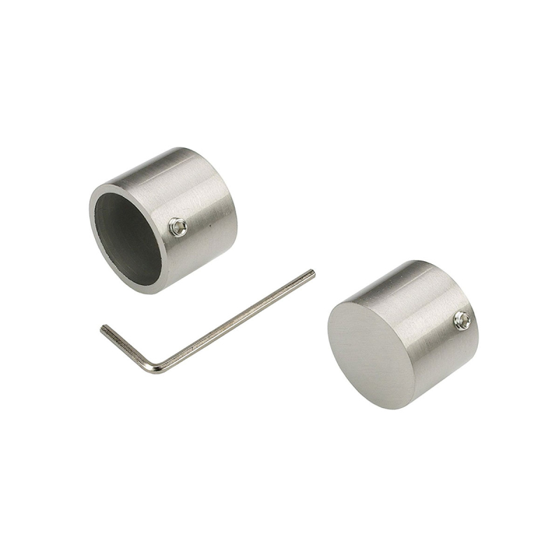 Διακοσμητικά Άκρα Κουρτινόξυλου (Σετ 2τμχ) Grace Chrome Brushed 550445