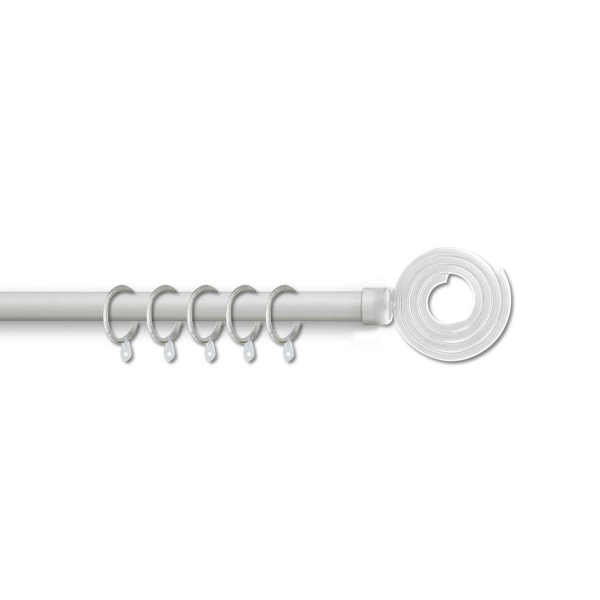 Κουρτινόξυλο Φ19mm Μονό Επεκτεινόμενο 120-210cm Με Άκρα Grace White Mat 790140