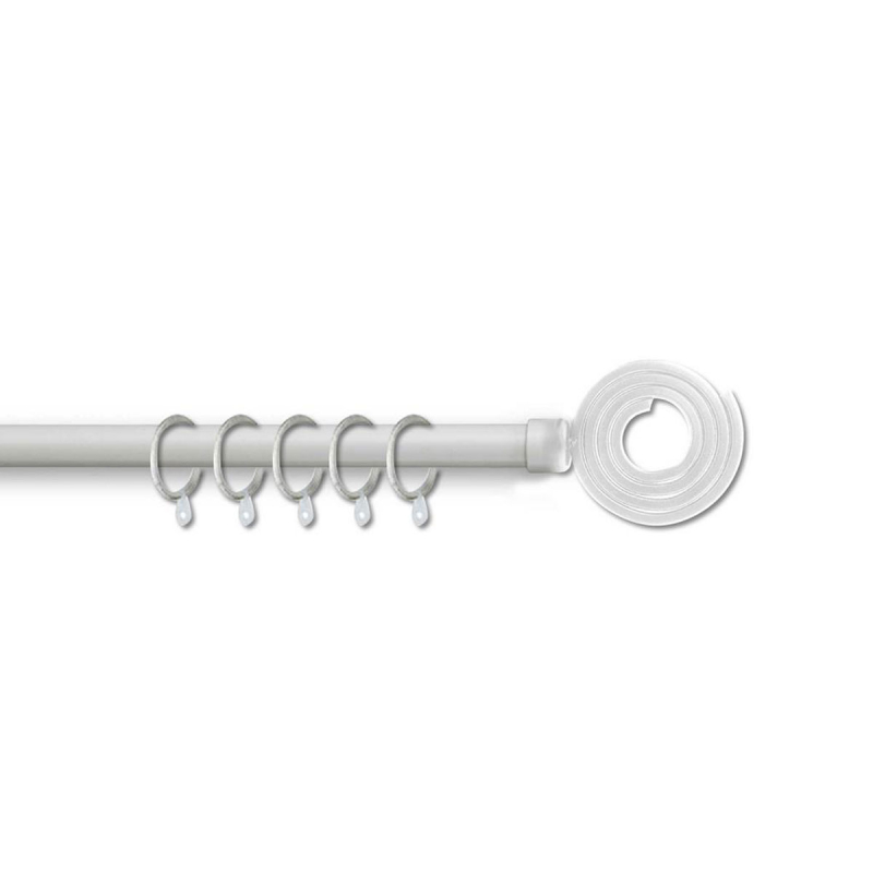 Κουρτινόξυλο Φ19mm Μονό Επεκτεινόμενο 120-210cm Με Άκρα Grace White Mat 790140