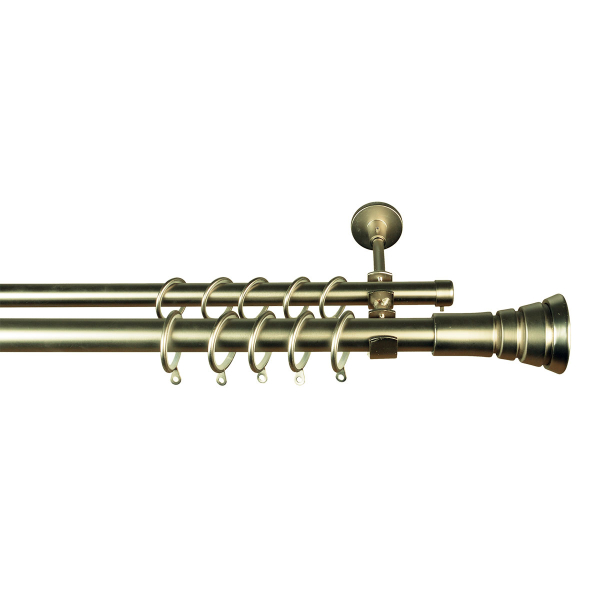 Κουρτινόξυλο Διπλό Επεκτεινόμενο 140-240cm Με Άκρα Grace Bronze 998502