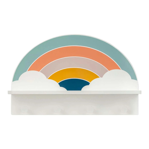 Κρεμάστρα Τοίχου 4 Θέσεων Με Ράφι (48x12x30) A-S Rainbow 203779