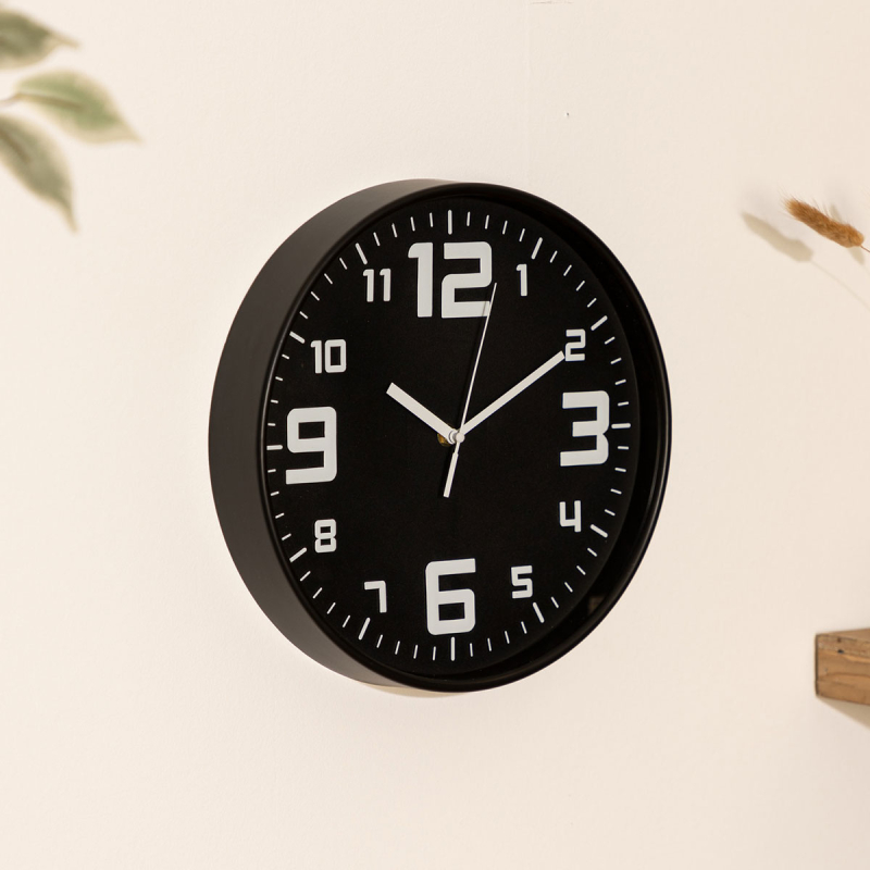 Ρολόι Τοίχου (Φ30) Αθόρυβο A-S Black 114555G