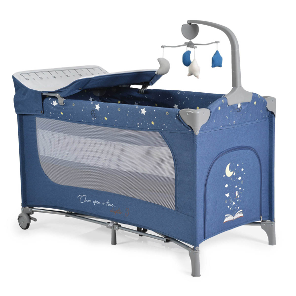Παρκοκρέβατο 2 Θέσεων Με Αλλαξιέρα (0+ Μηνών/Έως 15kg) Cangaroo Once Upon A Time 3 Jeans