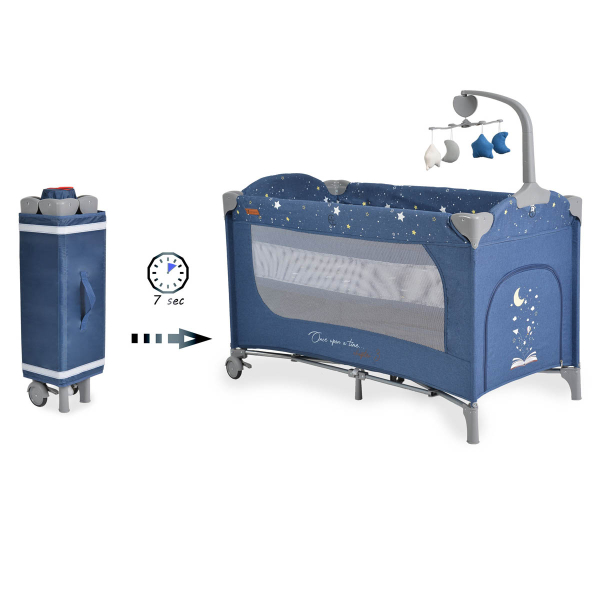 Παρκοκρέβατο 2 Θέσεων Με Αλλαξιέρα (0+ Μηνών/Έως 15kg) Cangaroo Once Upon A Time 3 Jeans