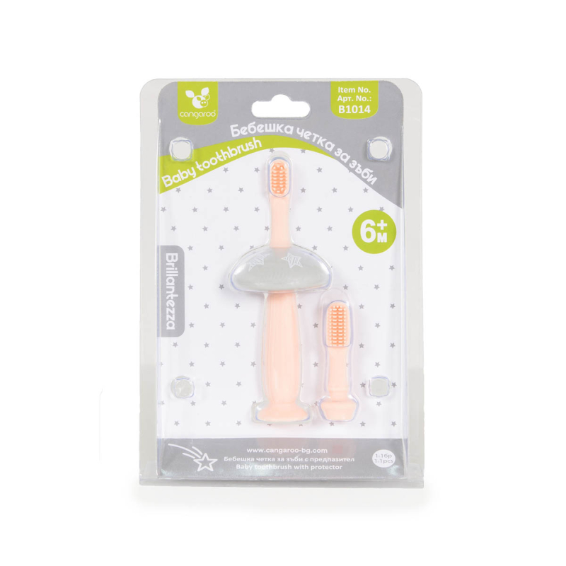 Βρεφική Οδοντόβουρτσα Σιλικόνης 6+ Μηνών Cangaroo Brillantezza Pink
