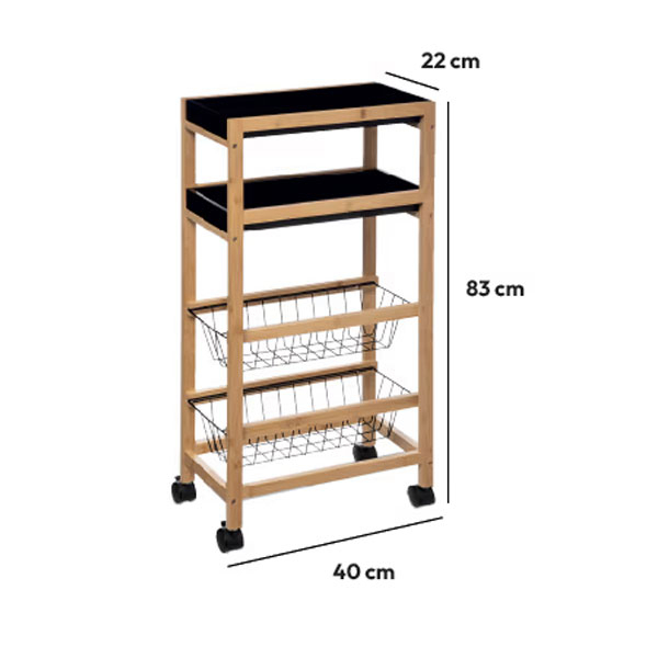 Τρόλεϊ Ραφιέρα 4 Θέσεων (40X22X83) F-V Trolley 169201 Home Οργάνωση & Αποθήκευση Οργάνωσης Spitishop