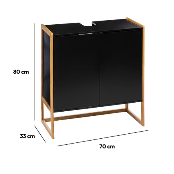 Ντουλάπι Μπάνιου Για Νιπτήρα (70x33x80) F-V Natureo Black 174889B