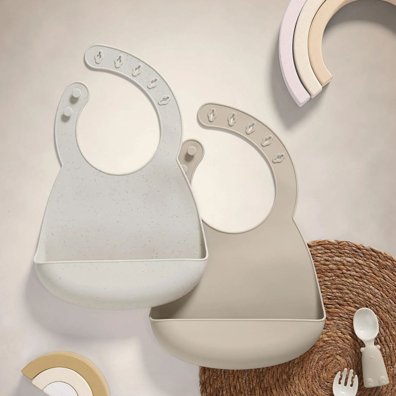 Σαλιάρες Σιλικόνης (Σετ 2τμχ) Mamas & Papas Neutral Speckle 44231NS00