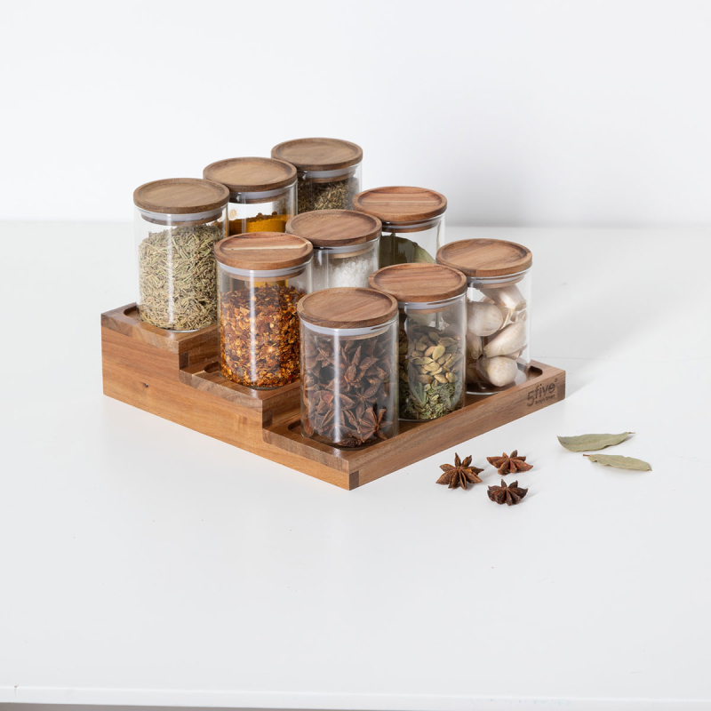 Βαζάκια Μπαχαρικών (Σετ 9τμχ) Σε Σταντ F-V Harmony 203024