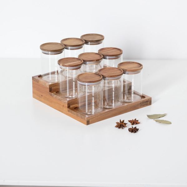 Βαζάκια Μπαχαρικών (Σετ 9τμχ) Σε Σταντ F-V Harmony 203024