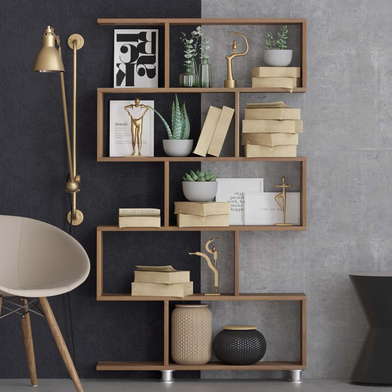 Βιβλιοθήκη Δαπέδου 10 Θέσεων (90x20x156) A-G Nilufer 746JUG3604 Walnut