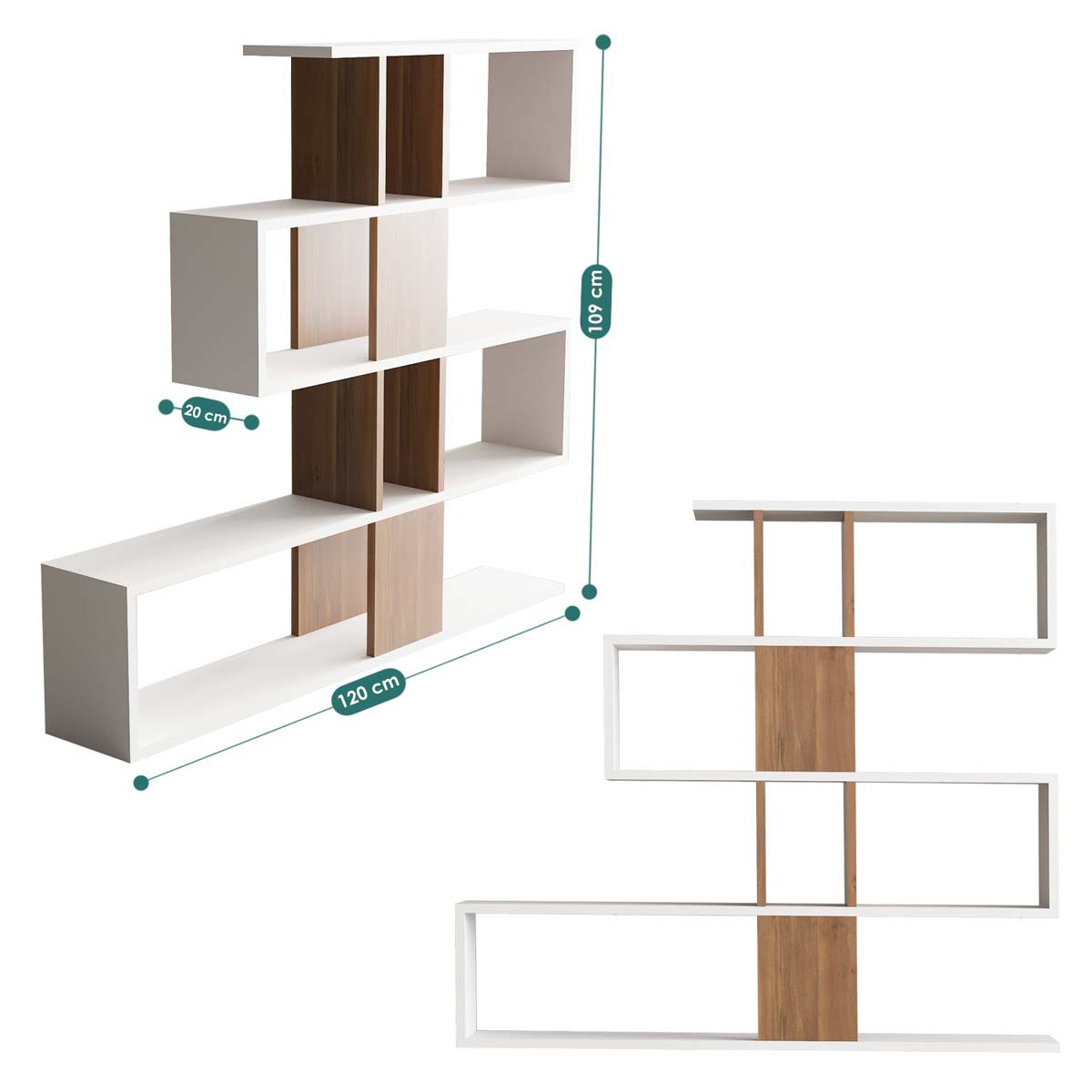 Βιβλιοθήκη Δαπέδου 10 Θέσεων (120X20X109) A-G Karlin 793Elg3601 White Walnut Home Έπιπλα Βιβλιοθήκες - Ραφιέρες Spitishop