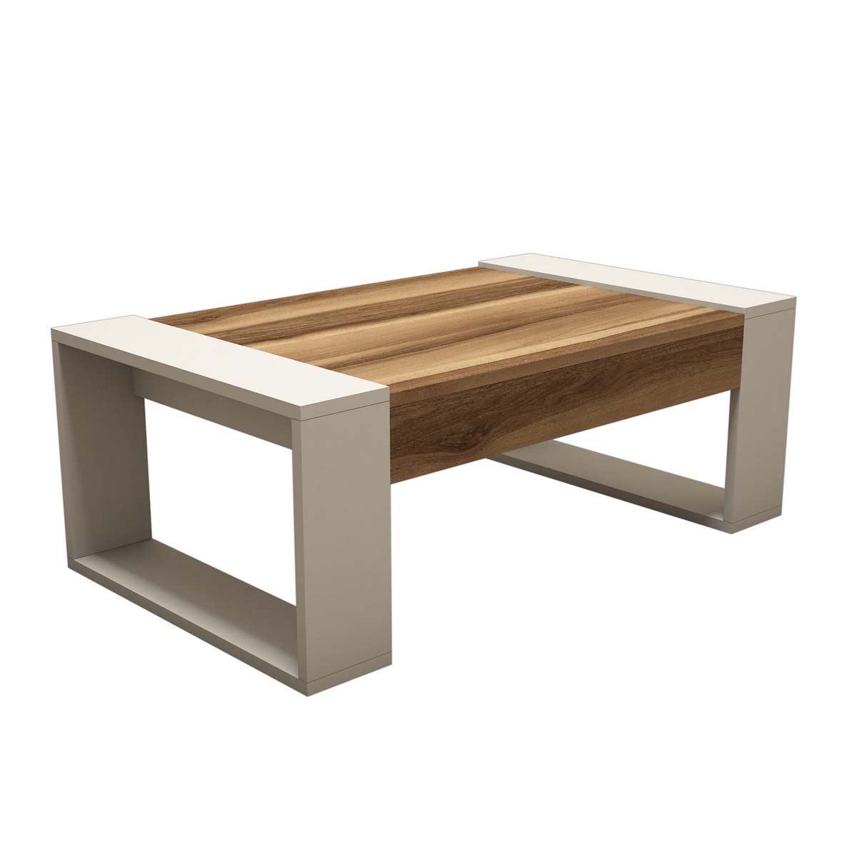Τραπέζι Σαλονιού (102X60X37 6) A-G Venus 845Hct2819 Walnut Cream Home Έπιπλα Τραπεζάκια Spitishop